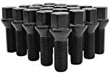 Complete Set of M12x1.25 Black Powder Coated Tapered Conical Seat Lug Bolts 33 MM Extended Shank Length Compatible with Jeep Fiat Dodge Chrysler Alfa Romeo Factory & Aftermarket Wheels