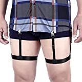 Men Shirt Stays Adjustable Elastic Shirt Garter Shirts Holder with Non-slip Locking Clamps for Police Military (Black)