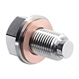 DEEFILL M12 x 1.25 Stainless Steel Engine Oil Drain Plug with Neodymium Magnet, Copper Crush Washer Replacement for Toyota, Lexus, Nissan, Infiniti