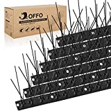 OFFO Black Bird Spikes Pre-Assembled for Pigeons Birds, Durable Bird Deterrent Spikes with Stainless Steel, Bird Repellent Spikes for Fence Roof Mailbox Window Matte Black Cover 10 Feet