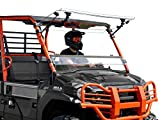 SuperATV Heavy Duty Scratch Resistant 3-in-1 Flip Windshield for Kawasaki Mule Pro FXT / FX / DXT / DX (2015+) - Set to Vented, Closed, or Open - Easy to Install - 250 times stronger than glass