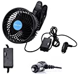 Alagoo 12V 6''Car Cooling Fan Automobile Vehicle Clip Fan Powerful Quiet Ventilation Electric Car Fans with Adjustable Clip & Cigarette Lighter Plug for Car/Vehicle