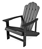 EFURDEN Adirondack Chair, Polystyrene, Weather Resistant & Durable Fire Pits Chair for Lawn and Garden, 350 lbs Load Capacity with Easy Assembly (Black, 1 pc)