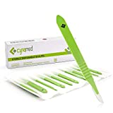 CYNAMED # 15 Disposable Scalpel with Plastic Handle - Sterile Single Blade Razor for Dermaplaning, Dissection, Podiatry, Professional Grooming, Acne Removal - Surgical Stainless Steel Tool - Box of 10