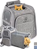 Expandable Breathable Cat Backpack Carrier Designed for Comfy Long Walks - from Kitty to Medium-Size cat, Small Dog, Puppy, Other Small pet up to 15lbs - Cat Travel Backpack BT-01