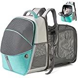 ELLONI Cat Backpack Expandable - Pet Carrier Backpack - Cat Carrier Backpack Expandable Durable Breathable Mesh, PetBackpack Carrier for Small Dogs, Escape Proof Leash, Up to 16lbs, Mint