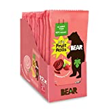 BEAR Sour Fruit Snack Rolls, Strawberry Lemon  12 Pack (2 Rolls Per Pack)  Gluten Free, Vegan, and Non-GMO  Healthy School And Lunch Snacks For Kids And Adults, 0.7 Ounce