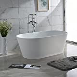 Dowell 077 60" Luxury Contemporary Stone Resin FREE STANDING Bathtub White Modern