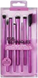 Real Techniques Eyeshadow Brush Set, Makeup with Gel Eyeliner, Flat Eye, and Eyelash Brushes, Purple, 8 Piece
