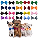 YUEPET 20PCS Pet Dog Bow Ties Collar Adjustable Cat Bow Ties Neck Bows Bulk Pet Bowties Mix 20 Colors Solid Pet Collars Accessories for Small Medium Dog Cat Pets Christmas Birthday Holiday Photography