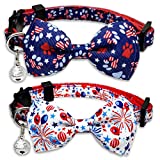 4th of July Cat Bow Tie Collar, Kitty Kitten American Independence Day Breakaway Collar for Boys and Girls