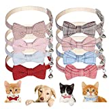 Cat Collar Breakaway with Bell, 8 Pack Safety Buckle Cat Collars with Cute Bowtie, Classic Plaid Pattern Adjustable from 8"-12" (Vintage-8PCS)