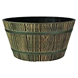 HC Companies WBP16000 Indoor or Outdoor 16 Inch Lightweight Weather Resistant Aged Wooden Oak Round Whiskey Barrel Planter Container