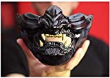 NOA Ghost Mask Warrior Character Masks Half Face Mouth Mask Cool Japanese Solider Mask Novelty Halloween Party Cosplay Costume Party Accessory Prop Supply for Boys Girls Adults Kids (Black)