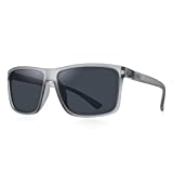 MERRY'S Polarized Vintage Rectangular Sunglasses for Men/Women Fashion Driving Mens Sun glasses S8225 (Tra Gray&Black, 58)