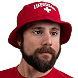 Lifeguard Bucket Hat | Professional Guard Red Sun Cap Men Women Costume Uniform - Red