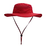 Home Prefer Outdoor Bucket Hat for Fishing Hiking Gardening Safari Sailing Wide Brim Mesh Sun Hat for Men Women Red