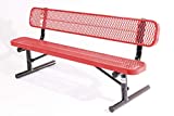 Coated Outdoor Furniture B6WBP-RED Heavy Duty Park Bench with Back Portable Frame, 6 Feet, Red, Made in America