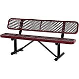 6'L Outdoor Expanded Metal Mesh Bench with Back Rest (Red)