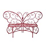 Alpine Corporation BAZ400RD Alpine Butterfly Metal Two People Outdoor Bench, 62" L x 26" W x 38" H, Red