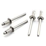 SDTC Tech Stainless Steel Blind Rivets 3/16" x 1/4" (6-4) Open End Type Pop Rivet Grip Range 3/16-1/4 inch (50 pack)