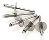 Stainless Steel Pop Rivets 3/16 Diameter (#6) Large Flange Blind Rivets 6-8LF, 3/16" x 1/2" Grip (0.376-0.500) Qty 100