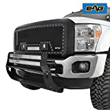 EAG Rivet Black Stainless Steel Wire Mesh Replacement Grille with LED Lights Fit for 11-16 Super Duty