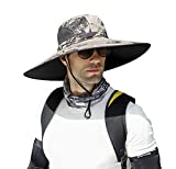 Leotruny Men Wide Brim Sun Hats UPF50+ Waterproof Breathable Straw Hat for Fishing, Hiking, Camping (C07-khaki Ink)