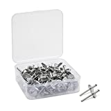 80 Pieces 3/16" x 3/8" Large Flange Aluminum Pop Rivets for Metal, Blind Fasteners (Silver)