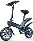 Electric Bike, Sailnovo Electric Bicycle with 18.5mph Electric Bikes for Adults Teens E Bike with Pedals, 14" Waterproof Folding Mini Bikes with Dual Disc Brakes