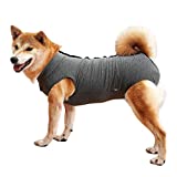 Dog Recovery Suit Abdominal Wound Puppy Surgical Clothes Post-Operative Vest Pet After Surgery Wear Substitute E-Collar & Cone(L, Grey)