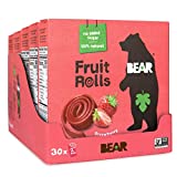 BEAR Real Fruit Snack Rolls - Healthy School And Lunch Snacks For Kids And Adults, Strawberry, 21 Ounce (Pack of 30)