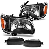 DWVO Headlight Assembly Compatible with 2001 2002 2003 2004 Tacoma Black Housing Headlights Replacement with Bumper Lights Passenger & Driver Side