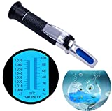 Salinity Refractometer for Aquarium, Marine Monitoring, Saltwater Testing, Dual Scale Salinity Tester 0-100 PPT& 1.000-1.070 Specific Gravity Saline Seawater Refractometer Hydrometer with ATC