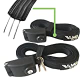 Vamo Premium Locking Tie Downs with 3 Stainless Steel Cables 'No Scratch' Silicone Buckle Surf or SUP Tie Down Straps for Surfboards, Paddle Boards, Kayaks and Canoes (Two Pack) (14')