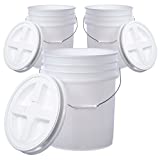 Hudson Exchange 5 Gallon (3 Pack) Bucket Pail Container with Gamma Seal Lid, Food Grade BPA Free HDPE, Natural