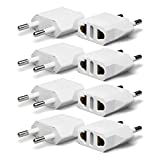 European Plug Adapter, Unidapt US to Europe Plug Adapter, 8 Pack European Type C Plug Adapters, 110V to 220V Wall Outlet, Travel Power Adaptor for EU/Asia Socket, Europe Pin Converter (White)