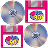 90's Party Supplies Set Kit Pack- Floppy Disk Napkins and CD Paper Plates (Serves 32) Computer Fun Theme I Love The 1990's Throwback Retro Celebration