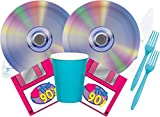 90s Party Supplies - CD Plates Cups Napkins and Forks for 24 People - Perfect 90s Party Decorations!