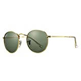 Pro Acme Small Round Sunglasses for Women Men Classic Crystal Glass Lens Retro Circle Metal SunGlasses,50mm (Crystal G15 Green Lens)