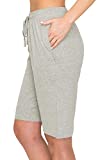 EttelLut Comfy Elastic Lounge Bermuda Shorts-Drawstring Beach Knit Jersey w Pockets (Large, H Gray)