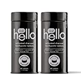 Hello Activated Charcoal Teeth Whitening Eco Friendly Travel Toothpaste Tablets, Fresh Mint and Coconut Oil, Fluoride Free, Vegan, SLS Free, Gluten Free and TSA Compliant, 60 Tablets (Pack of 2)