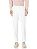 Perry Ellis Men's Slim Fit Linen Cotton End Dress Pant, Bright White-4ESB7307, 33W X 32L