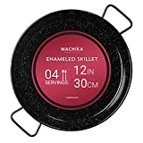 Machika Enamel Paella Pan | Paella Pan | Skillet for Paella and Rice Recipes | Perfect for Indoor & Outdoors | Easy Cleaning | Rust Proof Coating | 4 Servings | 12 inches |