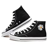 Women's High Top Canvas Shoes Fashion Sneakers Casual Shoes for WalkingBlack Daisies.US11