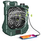 Camping Fan, Tent Fan for Camping 10400mAh Battery Operated as Power Bank, USB Fan Camping With LED Light & 270 Auto Rotation, Portable Camping Fan Rechargeable for Outdoor Travel Picnic Fishing Barbecue
