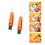 YARONGJIE 3 in 1 Multifunctional Mini Cleaning Brush, Suitable for Kitchen Water Bottle Cover Feeding Nozzle Glass Cup Crevice Orange, 5.1*0.9in