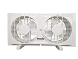 9-inch Twin Window Fan with Manual Reversible Airflow Control, Auto-Locking Expanders, and 2-Speed Fan Switch (Min. 22.4" Max. 34.3") Expanders and Leg Stands Included