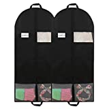 MASKEYON 51" Garment Bags with Zipper Pocket for Dance Costume,Wedding Gown,Suit,Furs,Garment Bags for Travel and Storage(Pack of 2,Black)