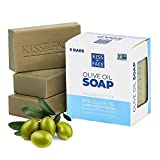 Kiss My Face 3 Pack Pure Olive Oil Vegan Bar Soap for Men and Women - Only 3 ingredient and non-GMO Soap Bars for Face, Hands, and Body -3 Count (Pack of 1)